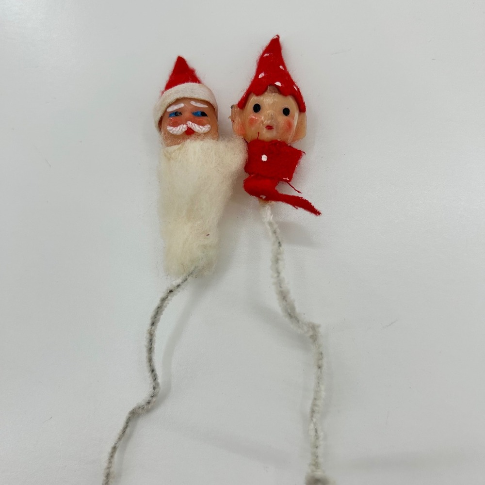 Vintage Santa Claus Elf Pick Rubber Face Ornaments Lot‎ Christmas